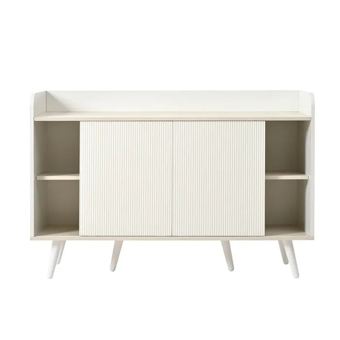 **Technische titel in het Nederlands: Moderne Wit Houten Kast met Roldeuren**