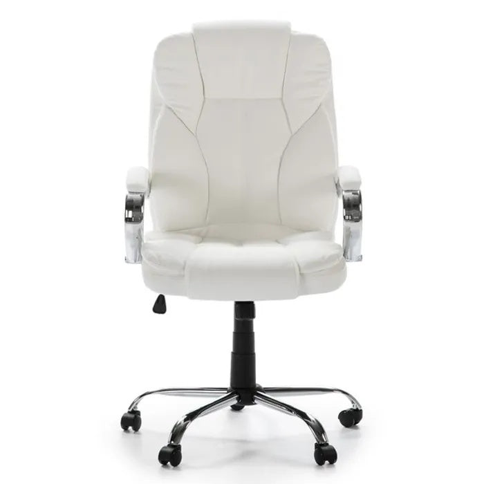 **Ergonomische witte bureaustoel met verstelbare hoogte en wielen**